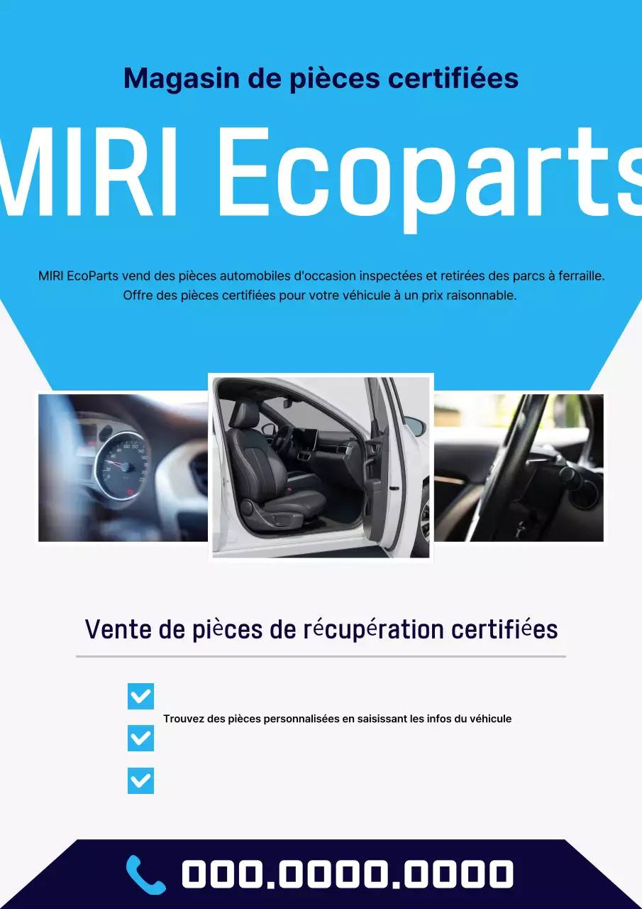 Publicité pour les pièces automobiles modernes bleues