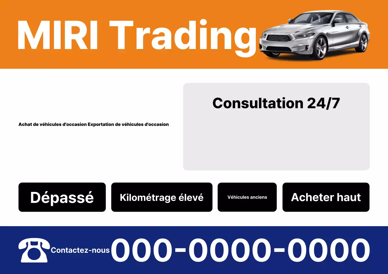 Publicité de voiture d'occasion simple et orange