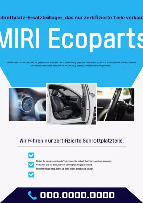 Blaue moderne Autoteile-Werbung