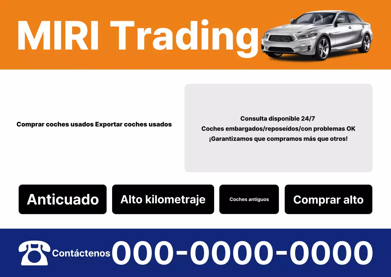 Anuncio de coche usado sencillo de color naranja