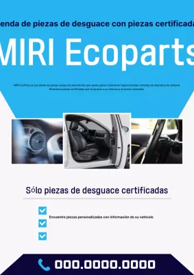 Anuncio de autopartes modernas azules