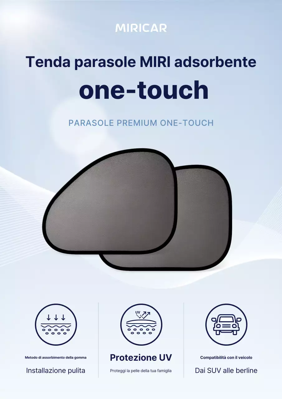 Pubblicità di un'auto moderna color azzurro cielo