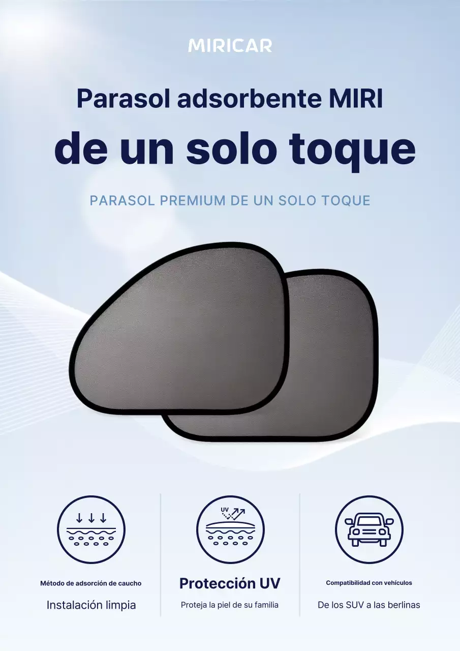 Anuncio de coche moderno de color azul cielo