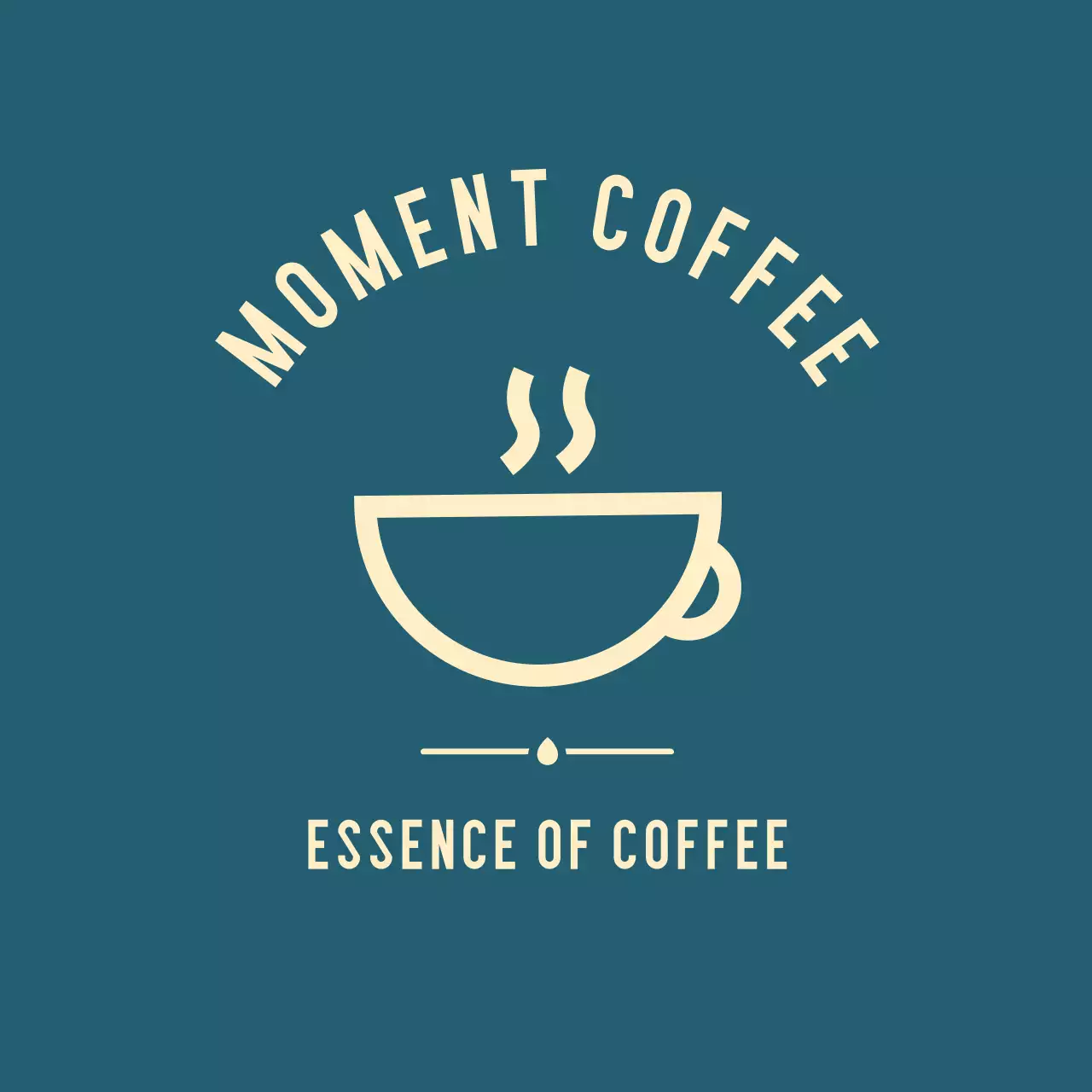 青 シンプル コーヒー ロゴカフェイラスト