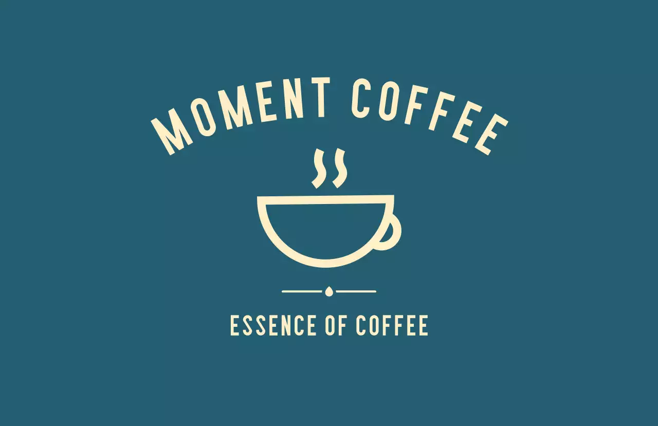 青 シンプル コーヒー ロゴカフェイラスト