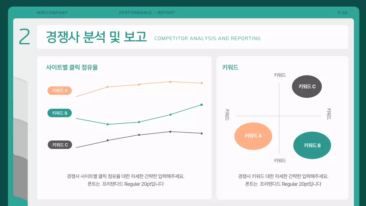 초록색과 흰색의 폴더 테마의 심플한 성과보고서