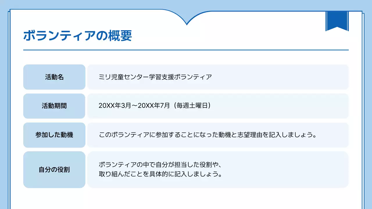 青 シンプル ボランティア 報告書