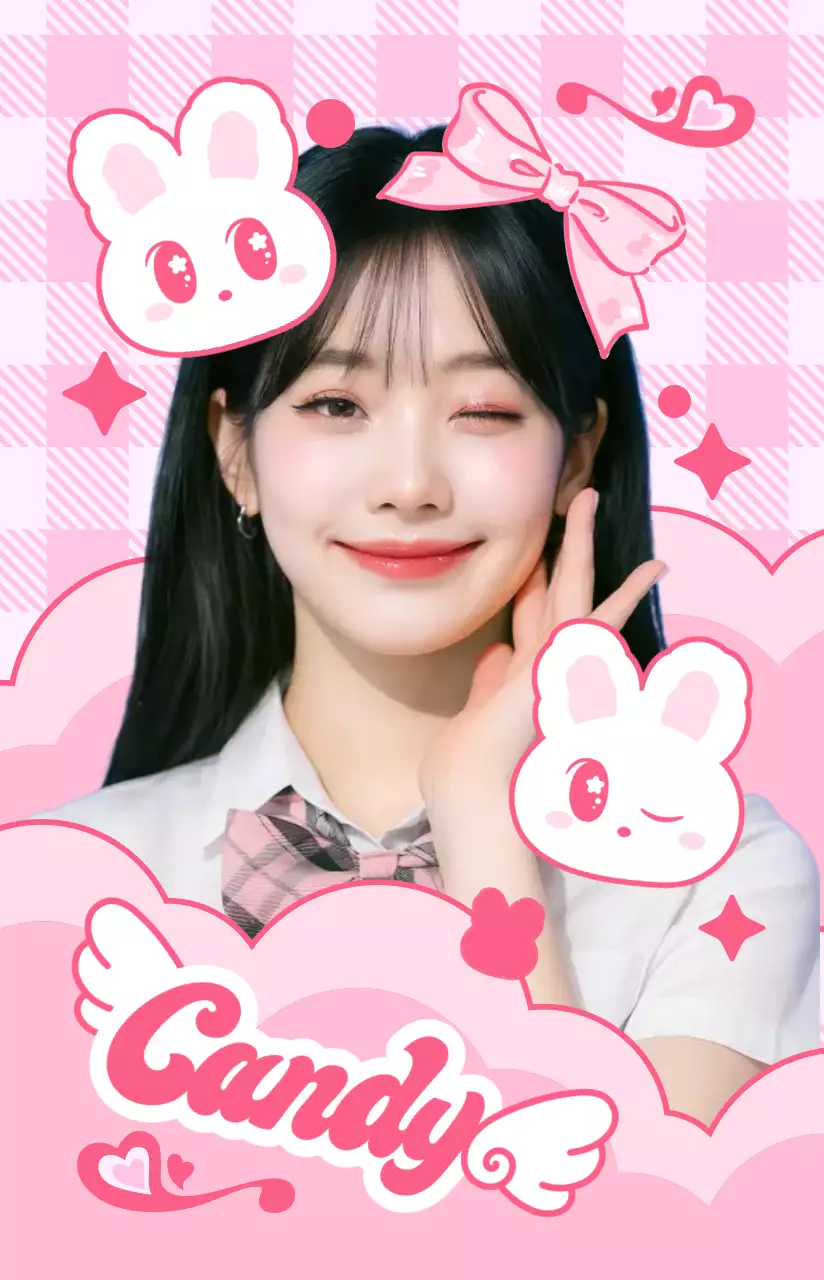 핑크 아기자기한 캐릭터 포토프레임