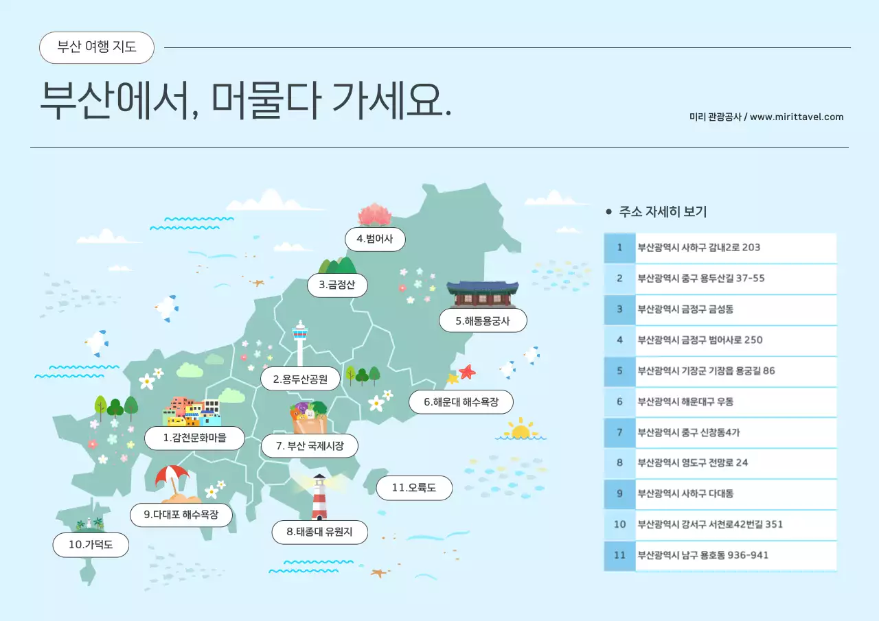 하늘색 심플 여행 안내 홍보