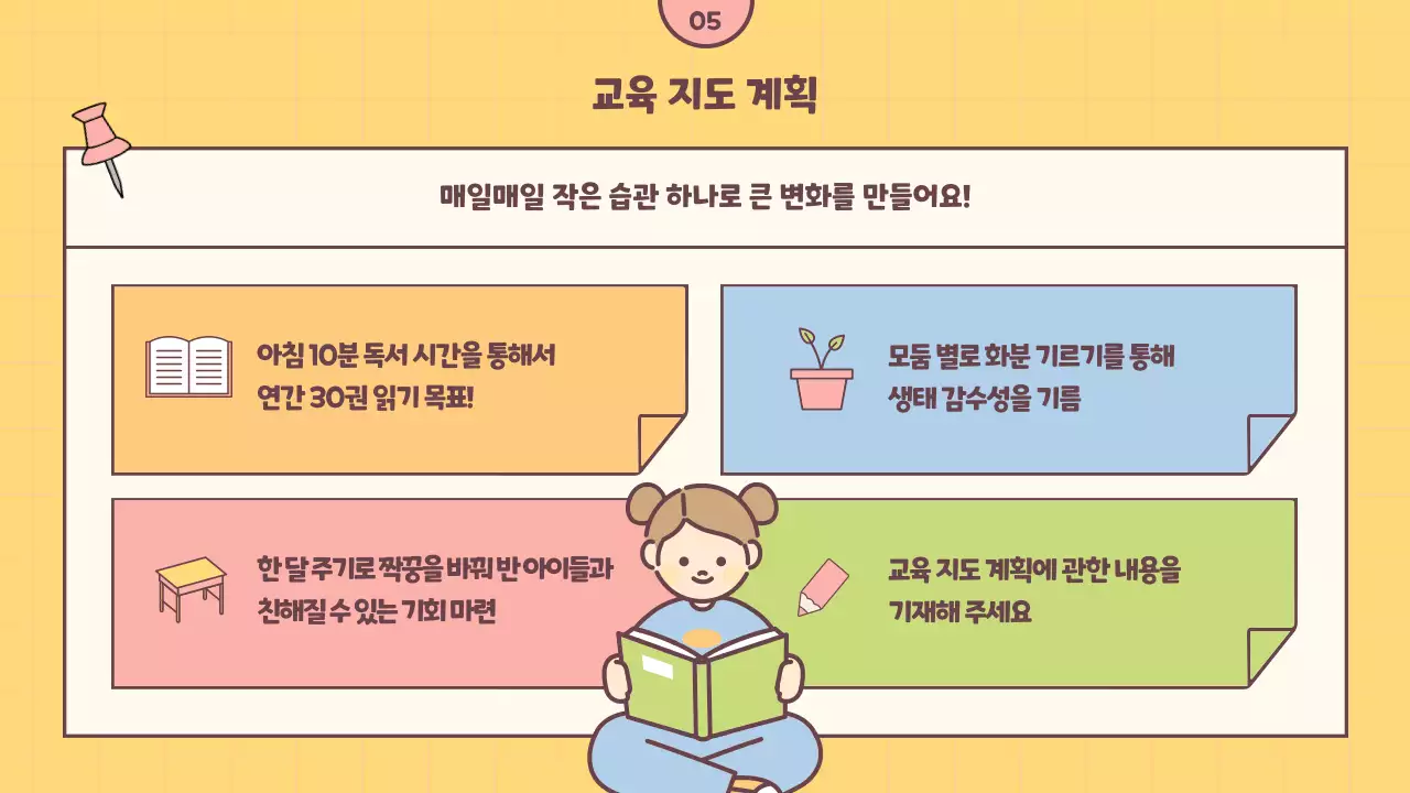 노랑과 연두색의 아기자기한 참관 수업 발표 자료