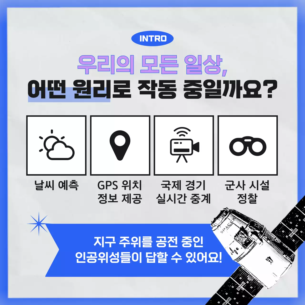 검은색과 파란색의 미니멀한 우주 박물관 소개