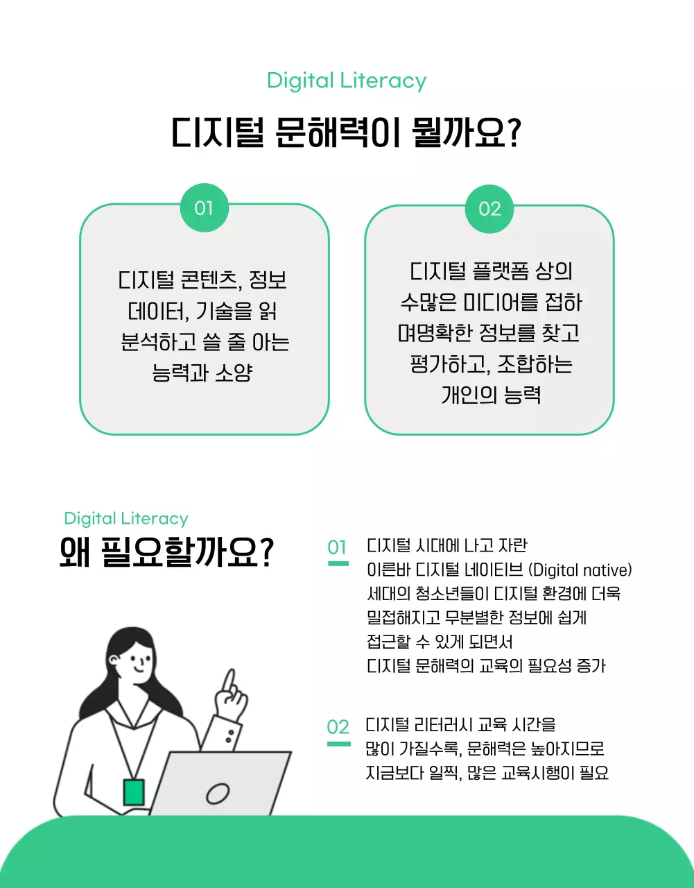 초록색 깔끔한 일러스트 디지털 리터러시 문해력 강의 프로그램 상세페이지