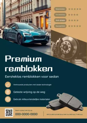Advertentie van een fabrikant van beige moderne autoremmen