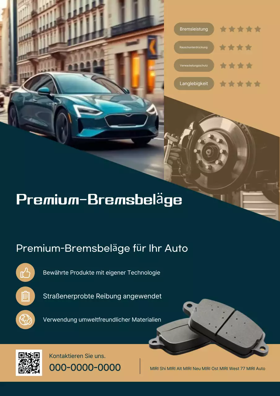 Beigefarbene moderne Werbung eines Autobremsenherstellers