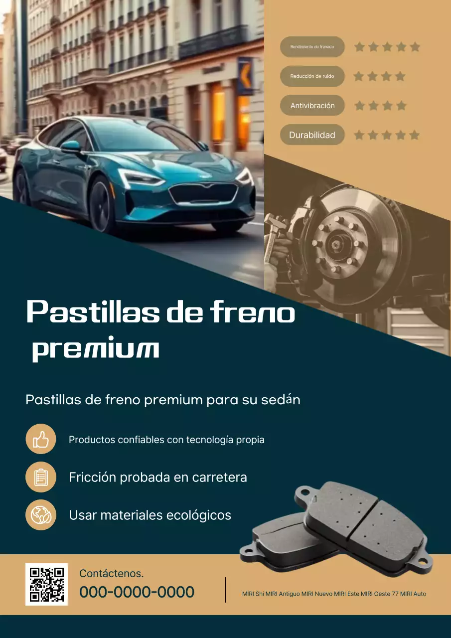 Anuncio de fabricante de frenos de coche modernos de color beige