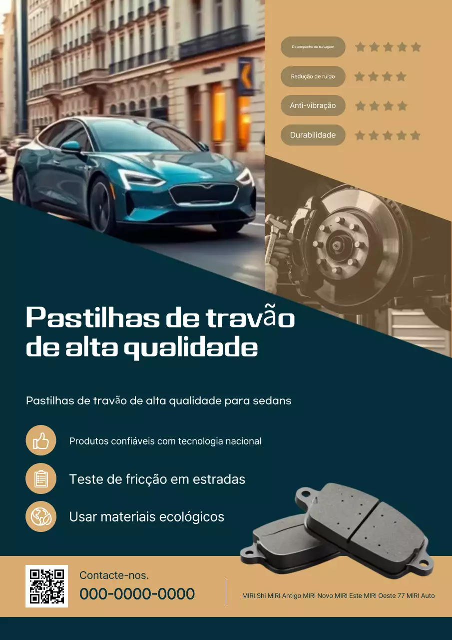 Anúncio do fabricante de freios automotivos modernos bege