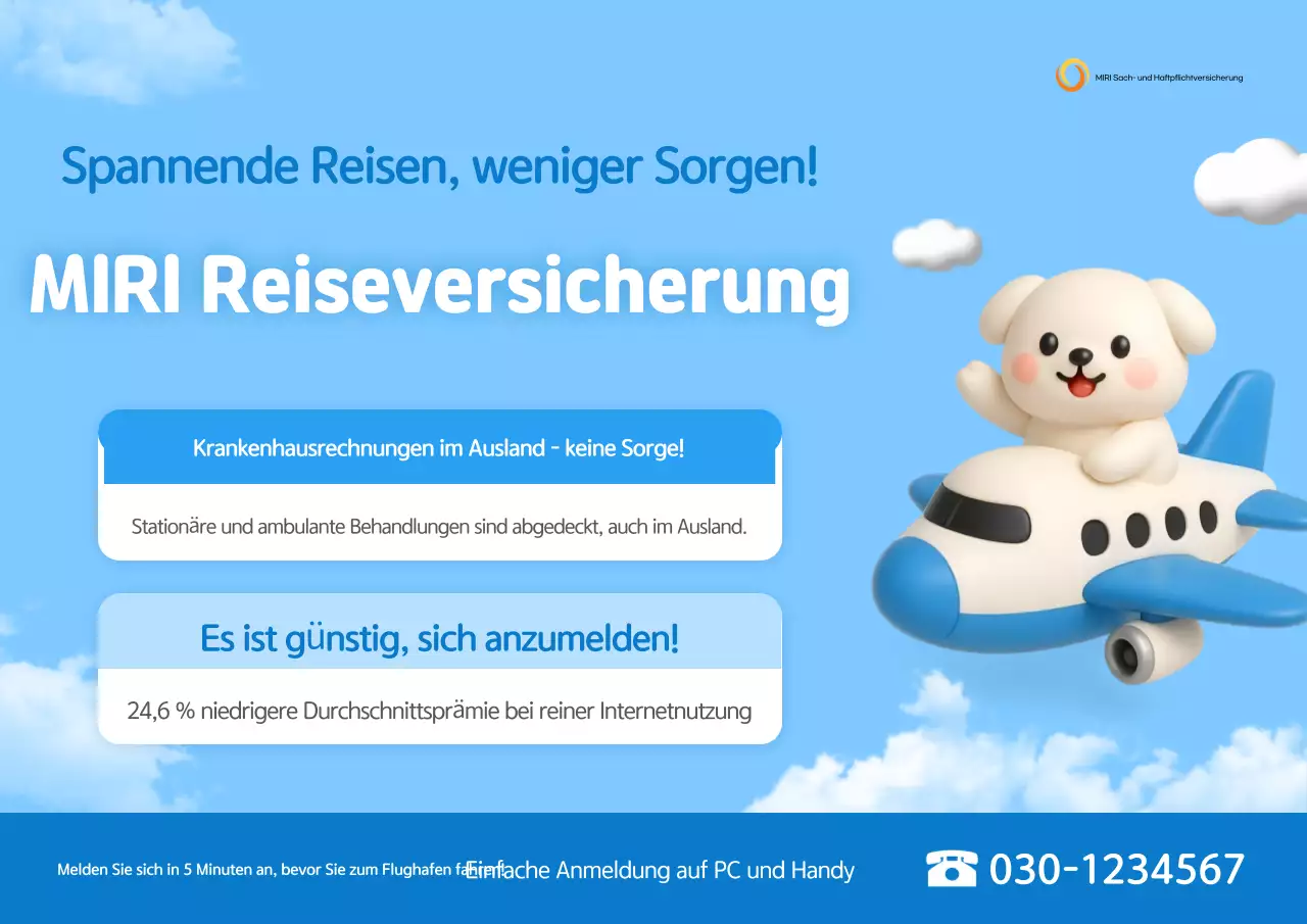 Sky Blue Simple Reiseversicherungsanzeige