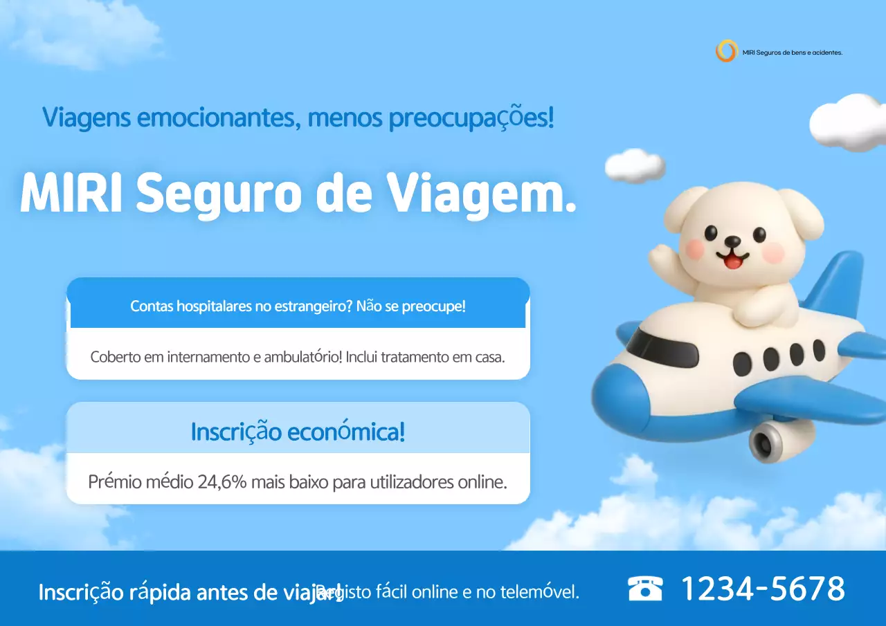Anúncio de Seguro Viagem Simples Azul Celeste