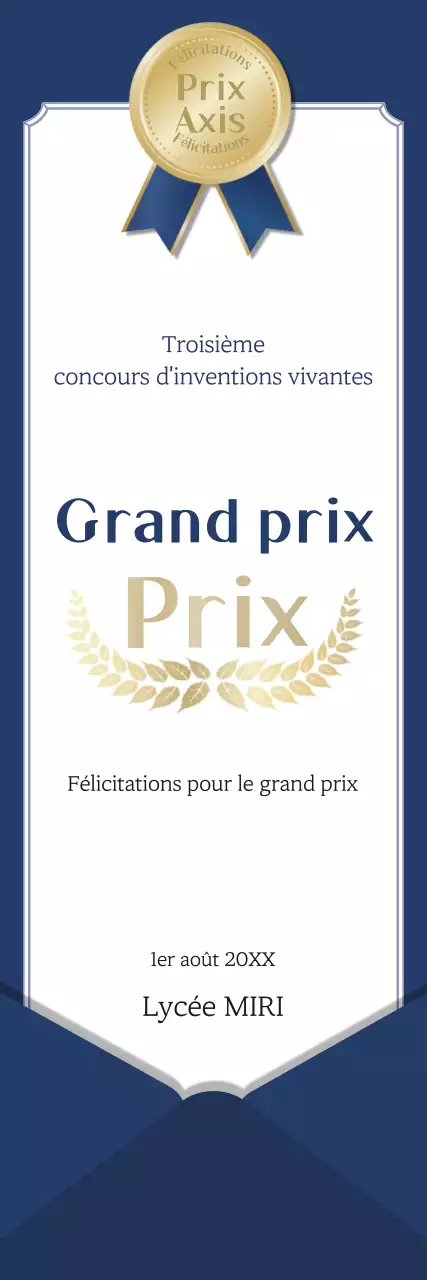 Prix du concours d'invention simple bleu