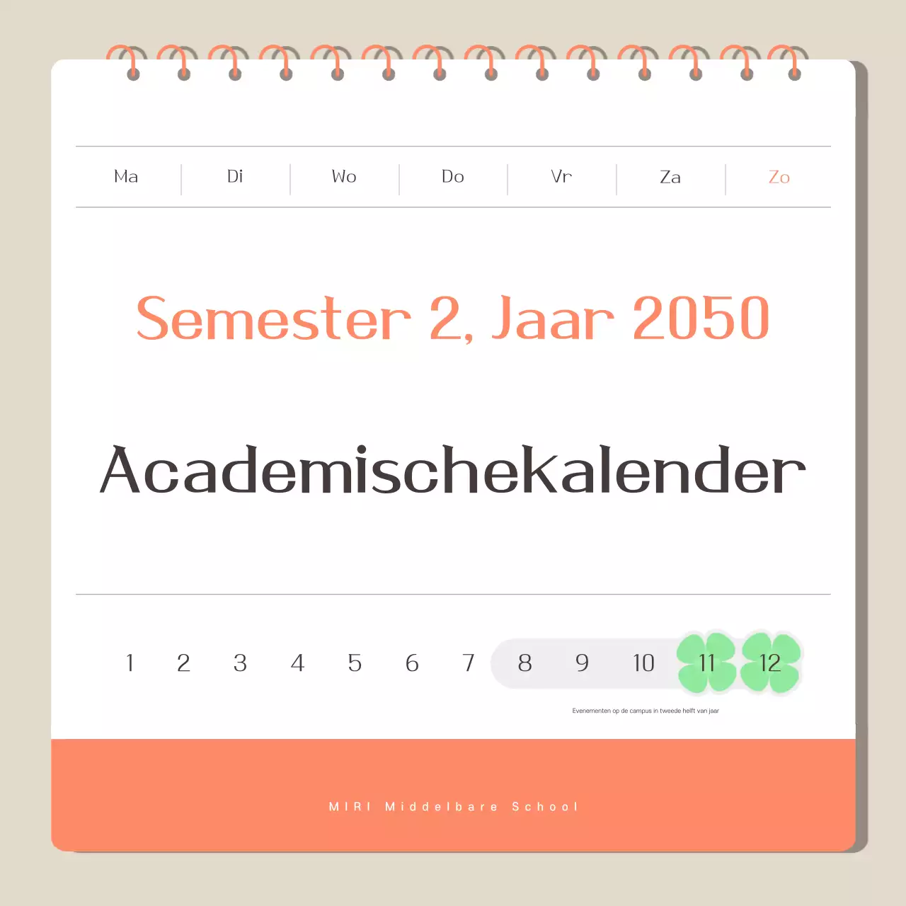 Beige Eenvoudige Academische Kalender