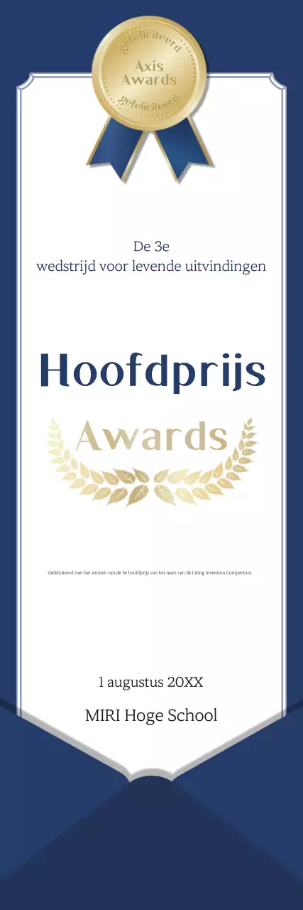 Prijs voor de Blue Simple Invention Contest