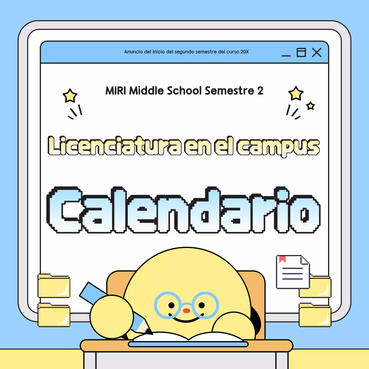Guía del calendario académico para bebés de color azul cielo
