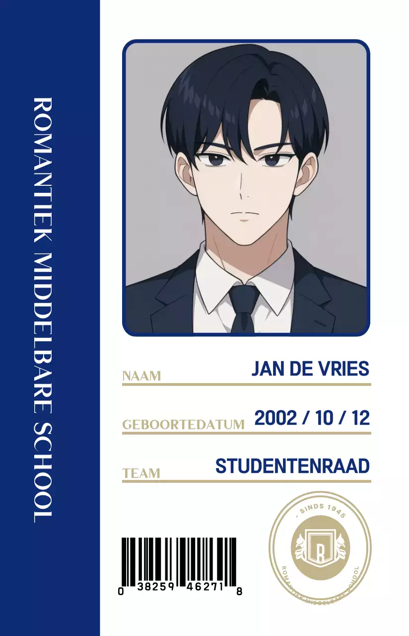 Blauw eenvoudig studentenkaartontwerp