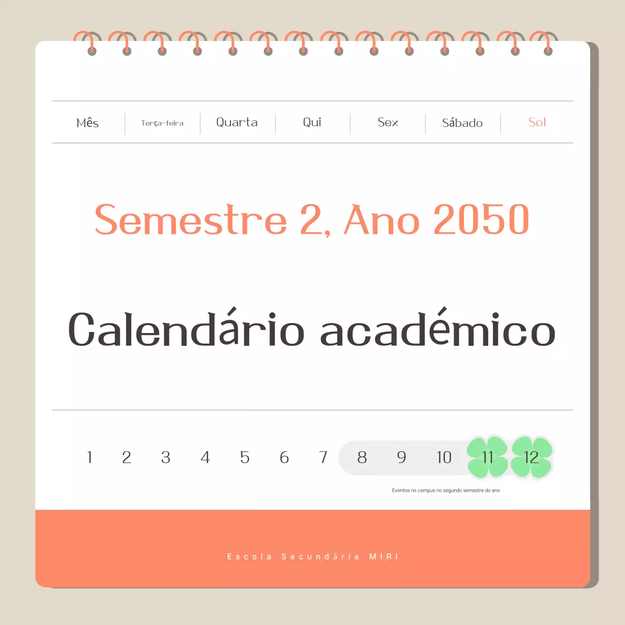 Calendário Acadêmico Simples Bege
