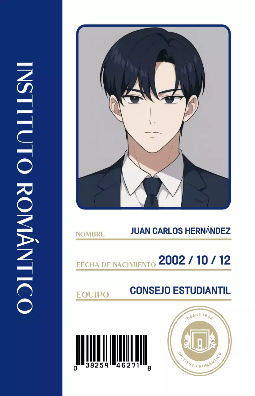 Diseño de tarjeta de identificación de estudiante sencilla de color azul