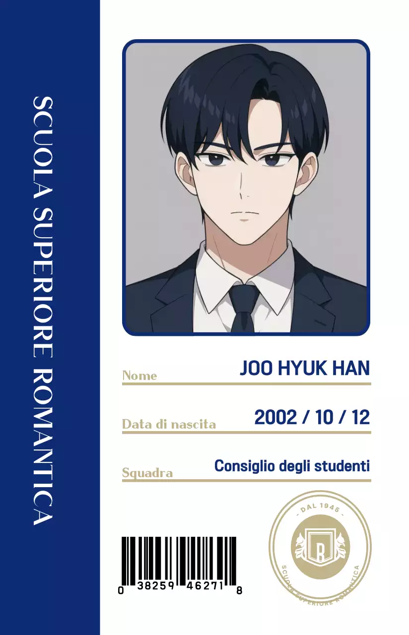 Design semplice della tessera identificativa studentesca blu