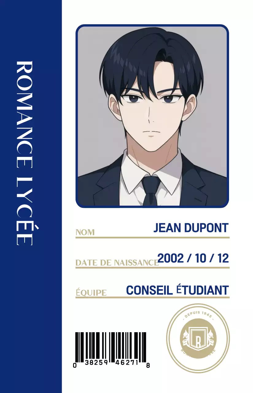 Carte d'étudiant simple et bleue