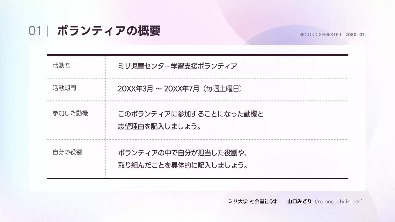 ラベンダー シンプル ボランティア 報告書