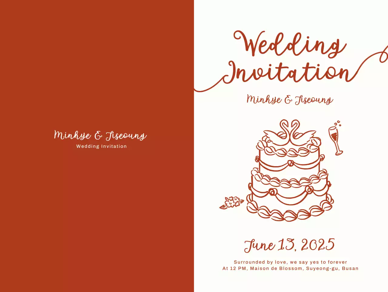 빨강 클래식 결혼 초대장