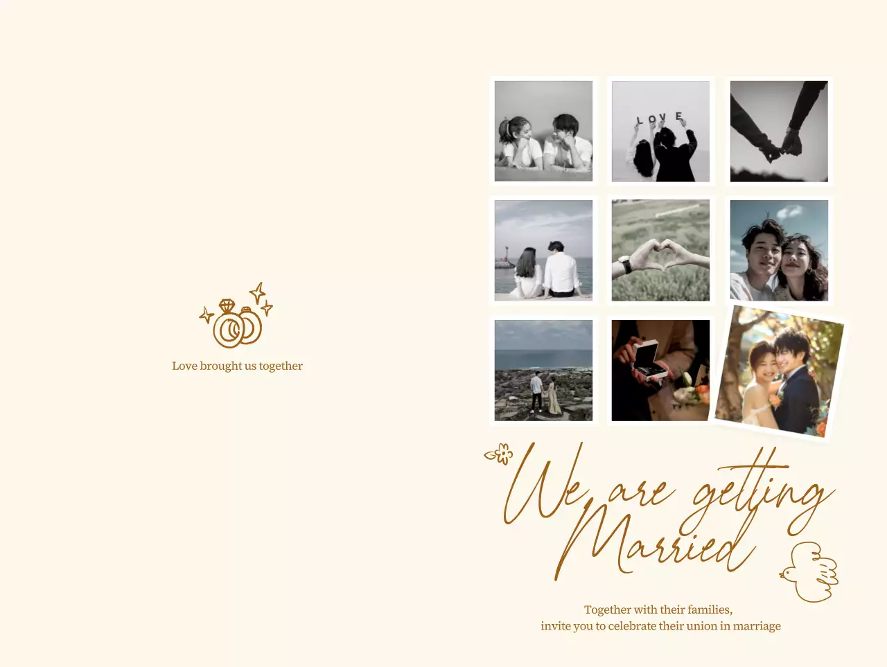 베이지 심플 결혼 초대장