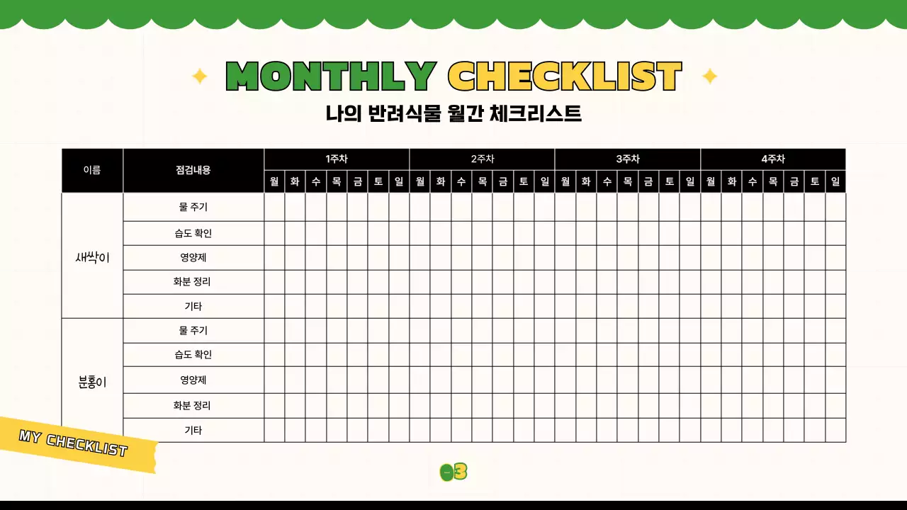 녹색의 키치한 식물 관찰일지