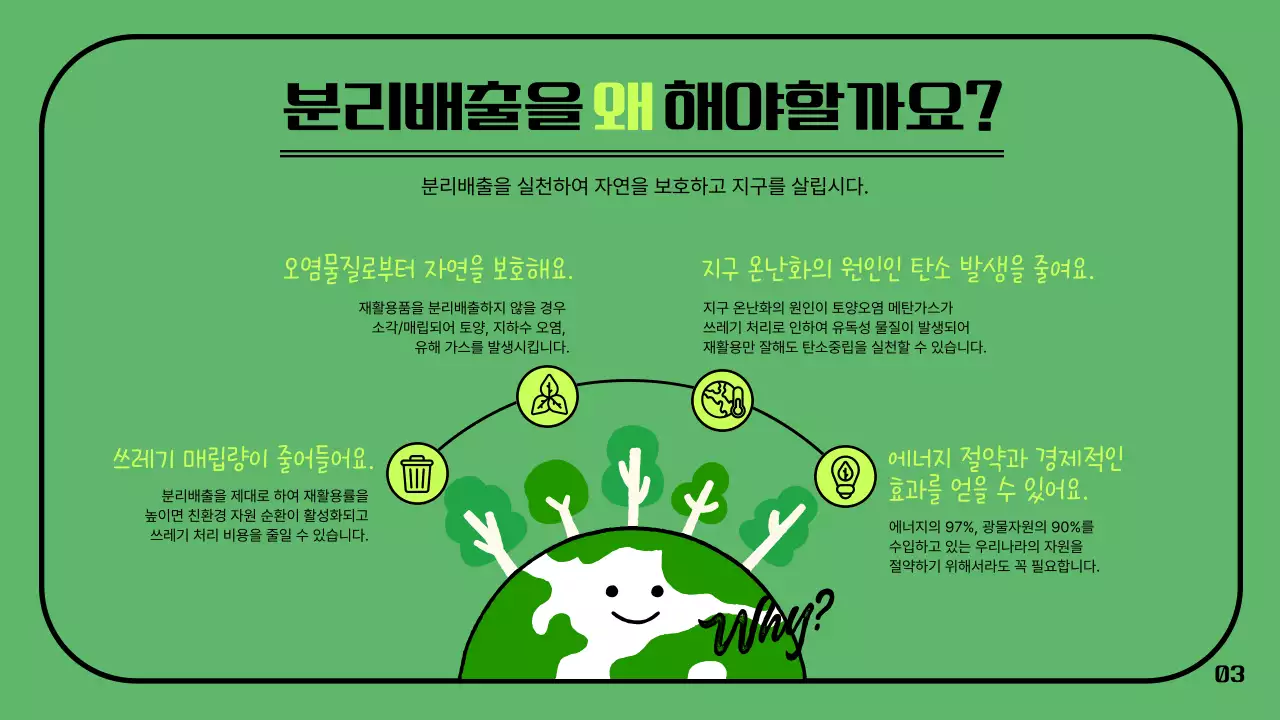 녹색의 아기자기하고 정돈된 재활용품 분리배출 가이드