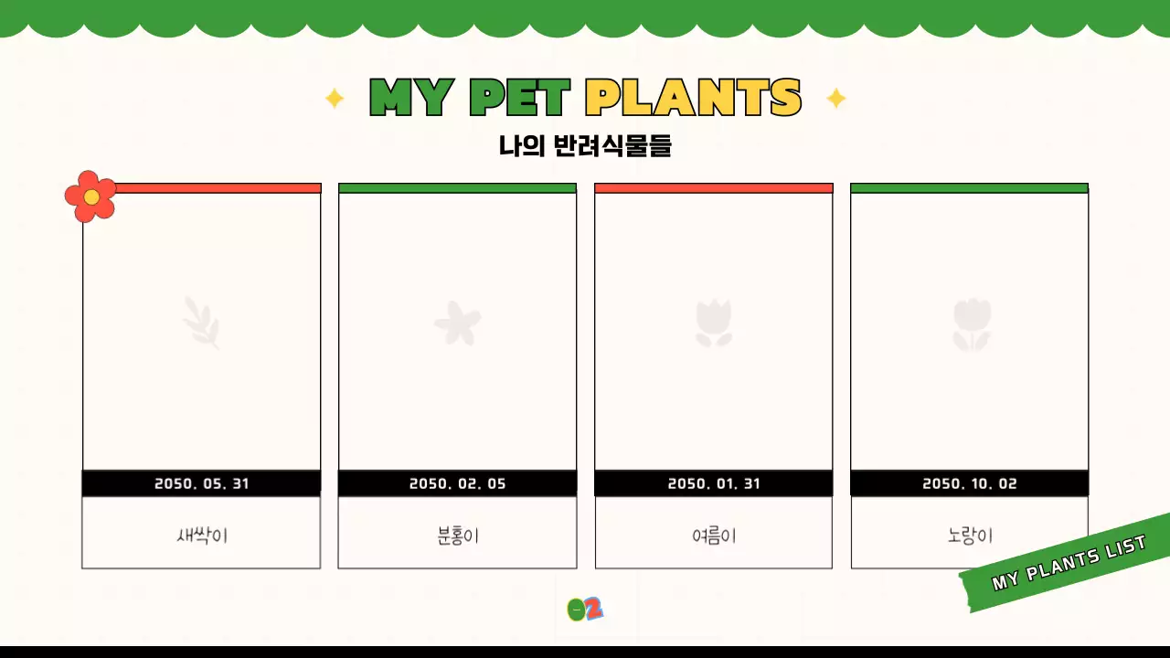 녹색의 키치한 식물 관찰일지