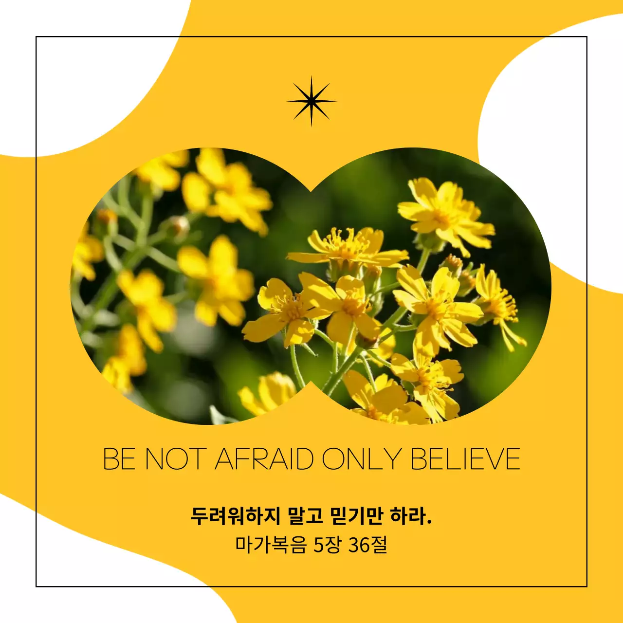 노란색과 흰색의 깔끔한 민들레 기독교 성경 말씀