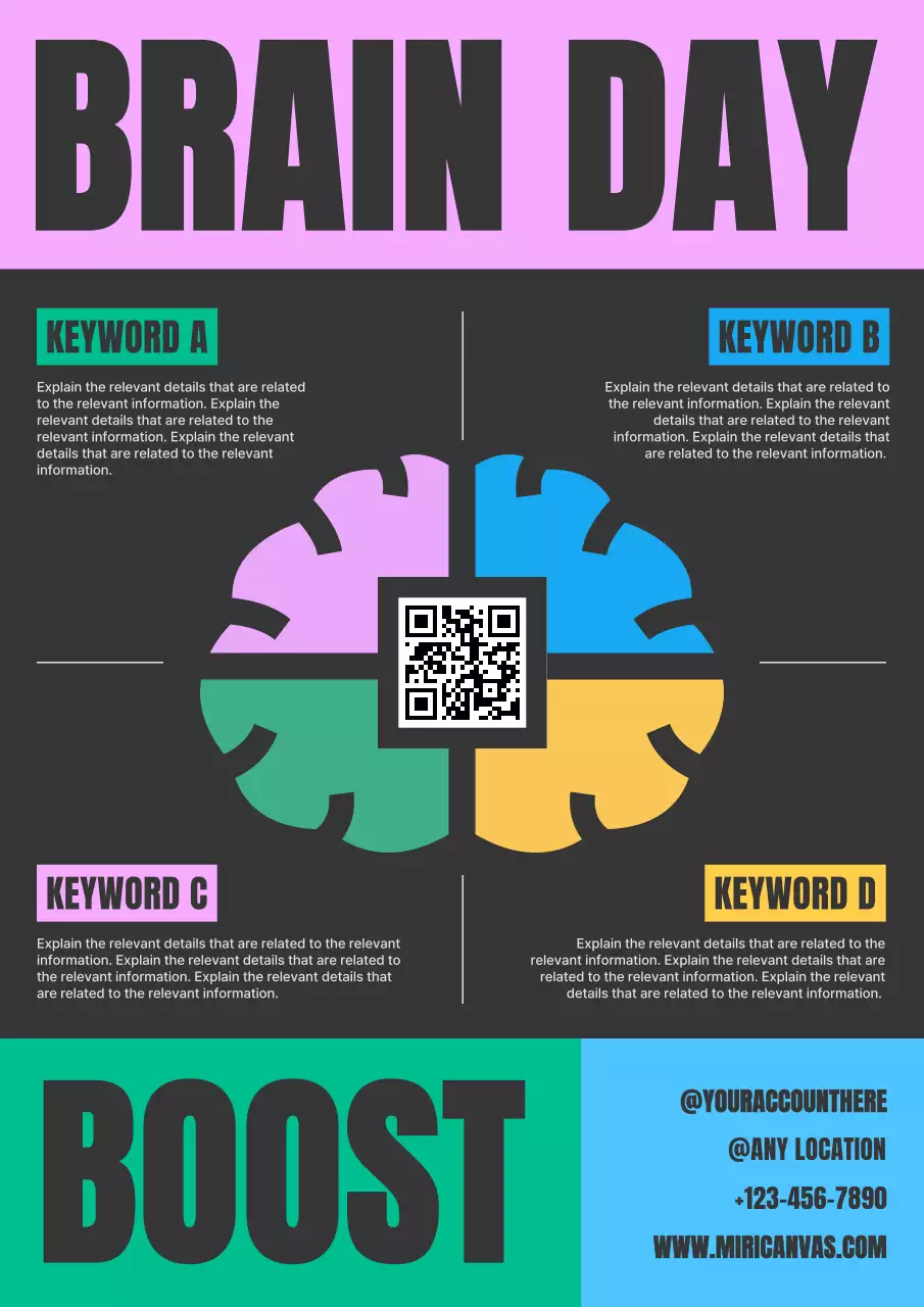 Pink Modern Brain Day Guide Poster