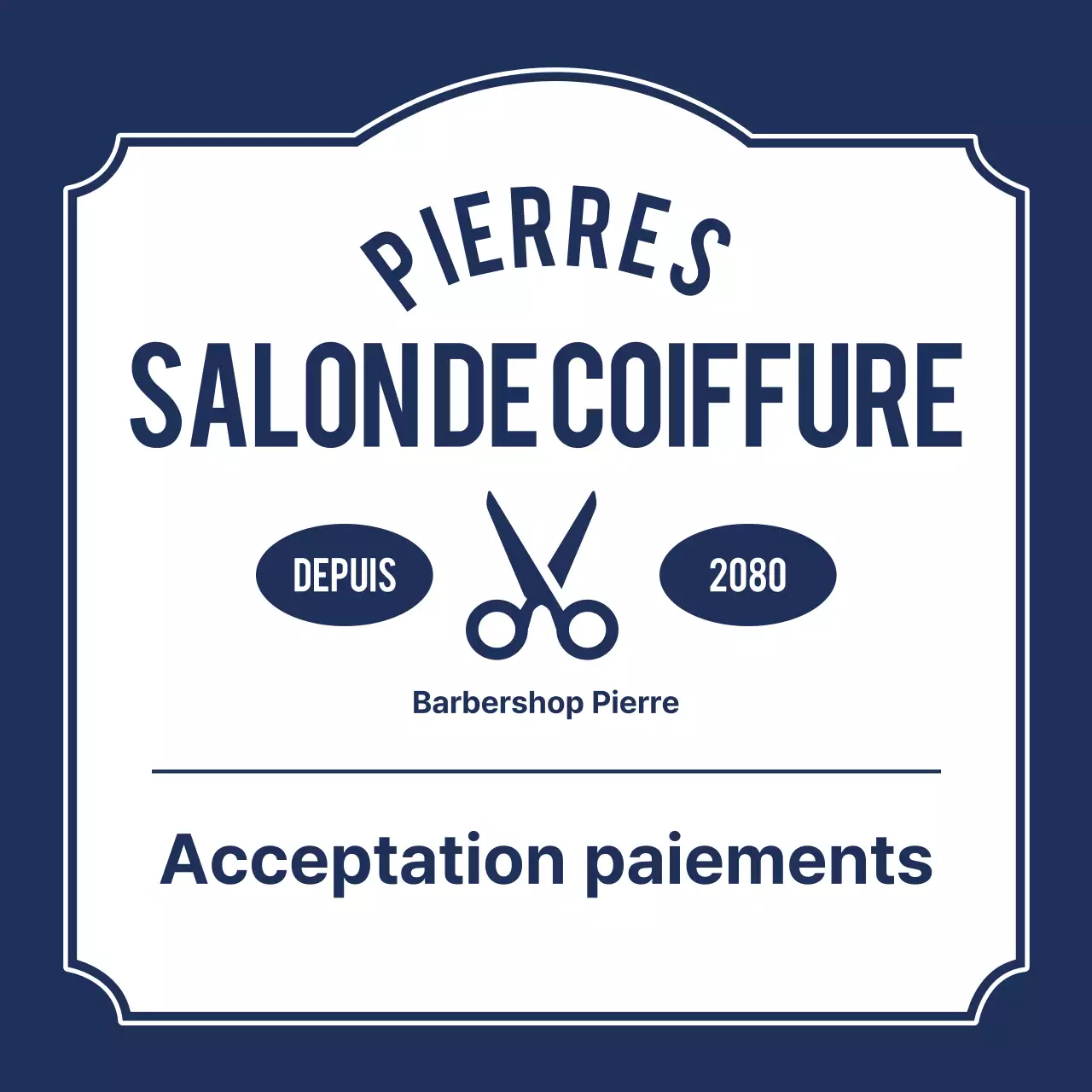Avis de salon de coiffure vintage bleu