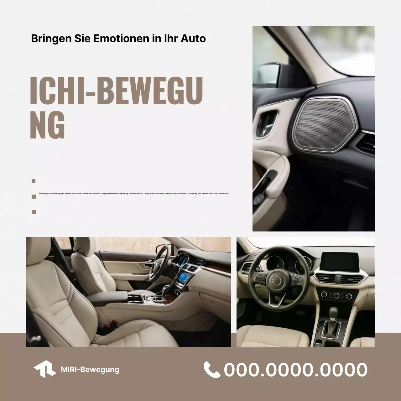 Beige moderne Autoinnenraumwerbung