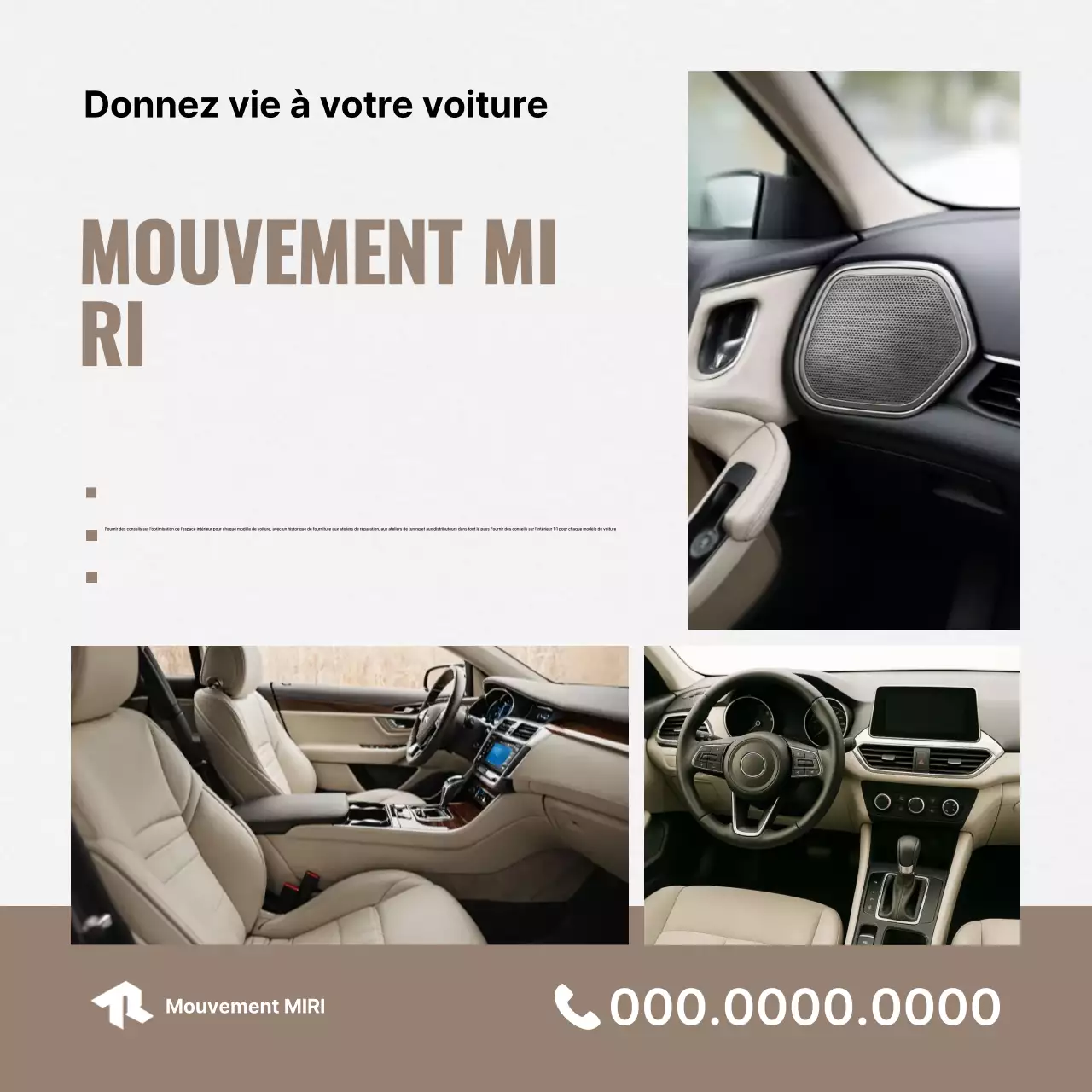 Publicité pour un intérieur de voiture moderne beige