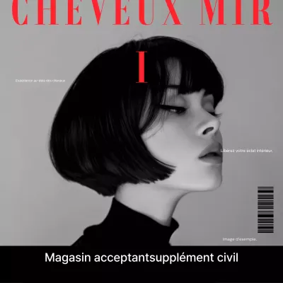 Publicité de coiffure moderne en noir et blanc