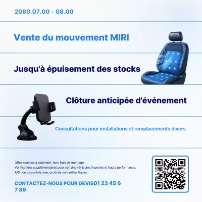 Vente d'accessoires de voiture modernes bleus