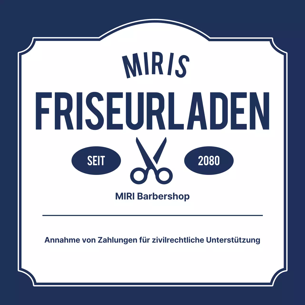 Blauer Vintage Barbershop-Hinweis