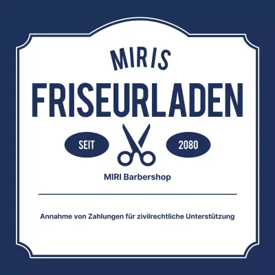 Blauer Vintage Barbershop-Hinweis