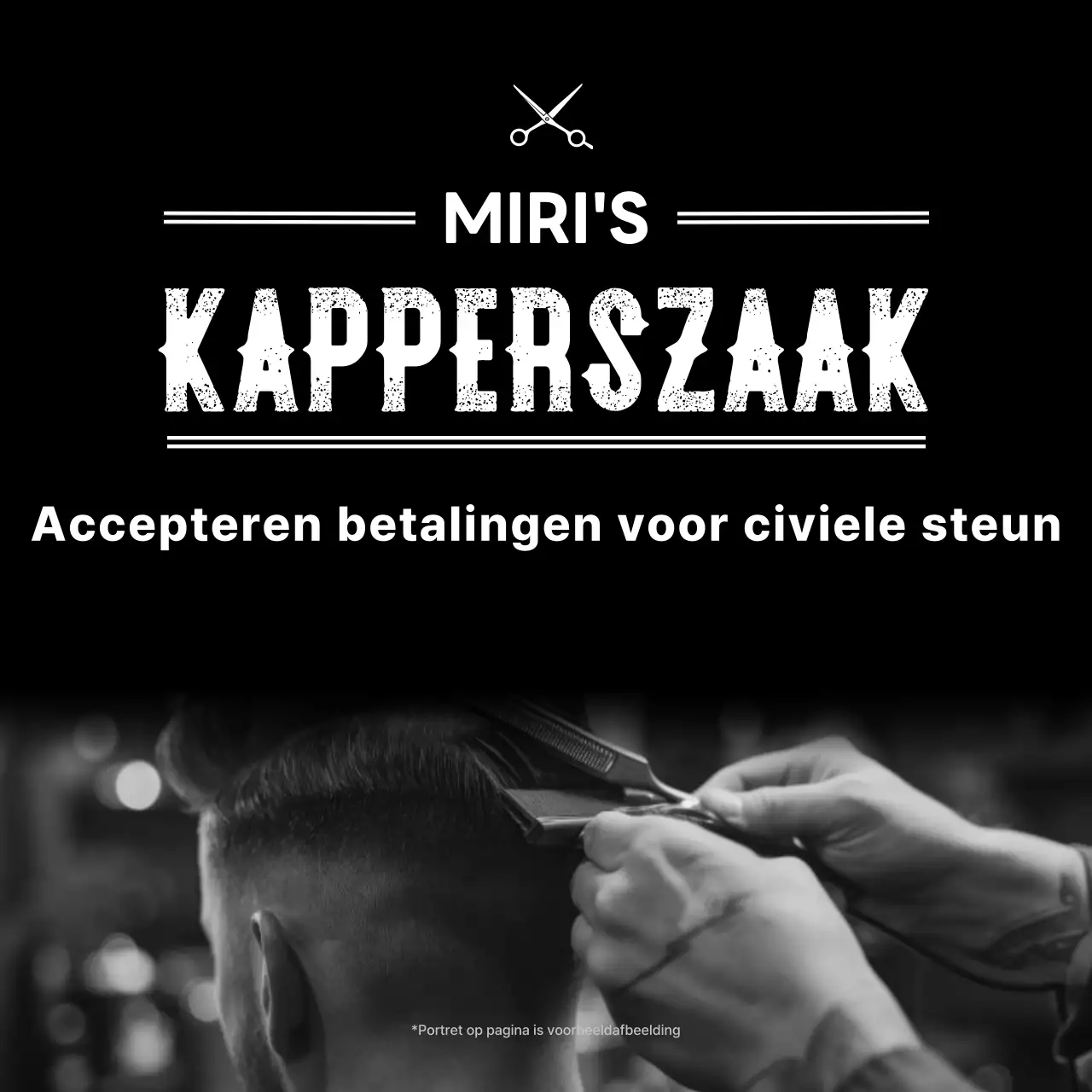 Zwart-witte vintage kapperszaakreclame