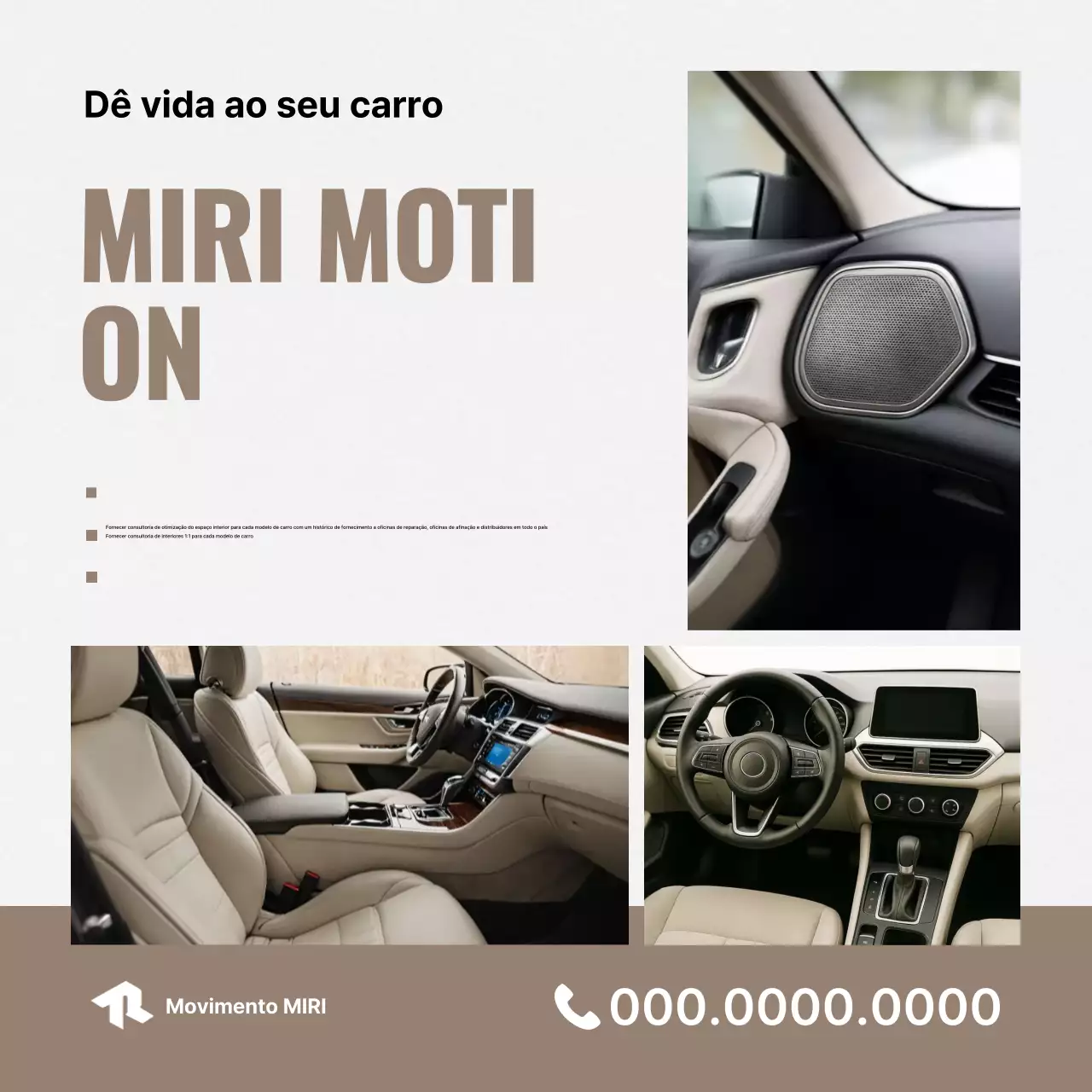 Anúncio de interior de carro moderno bege