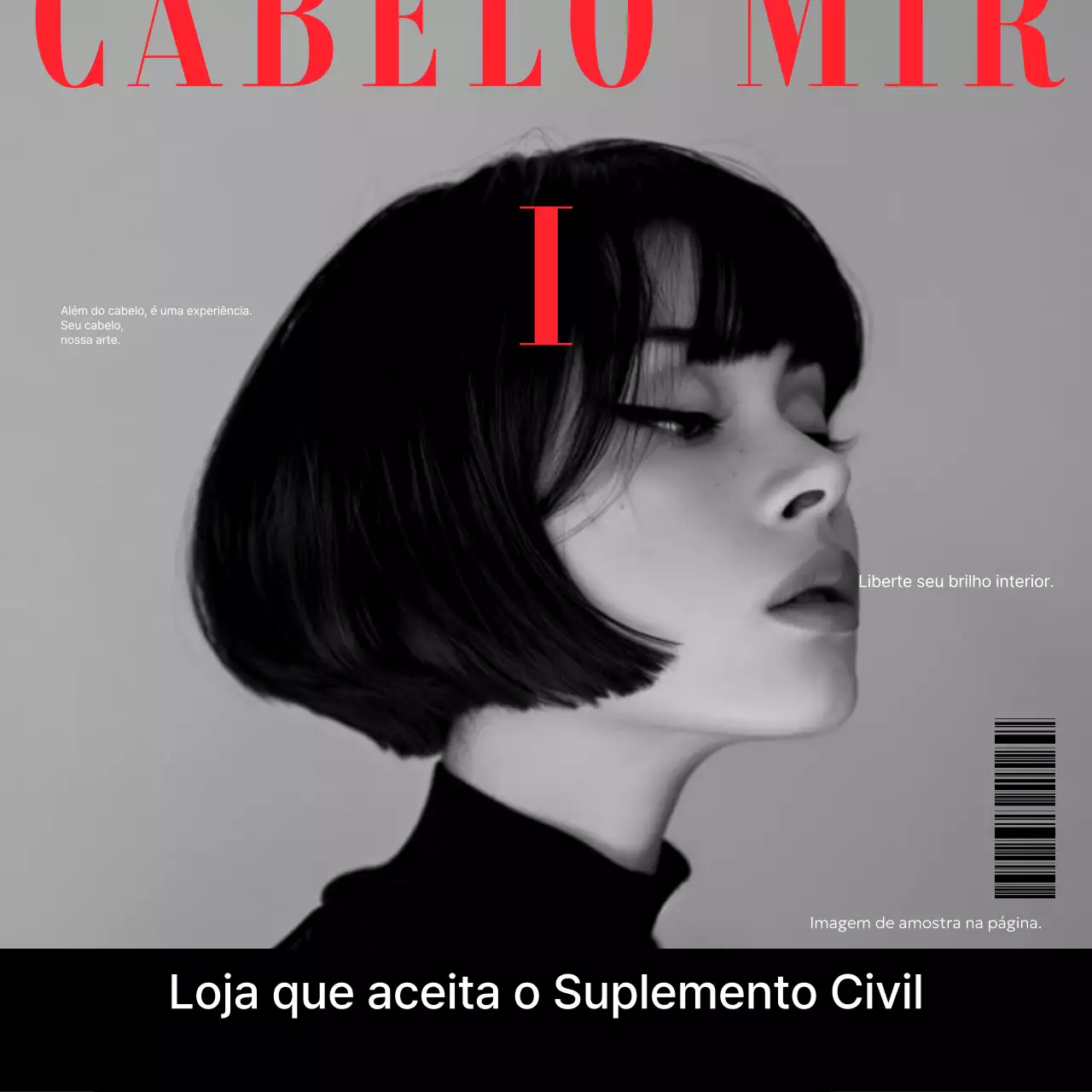 Propaganda de penteado moderno em preto e branco