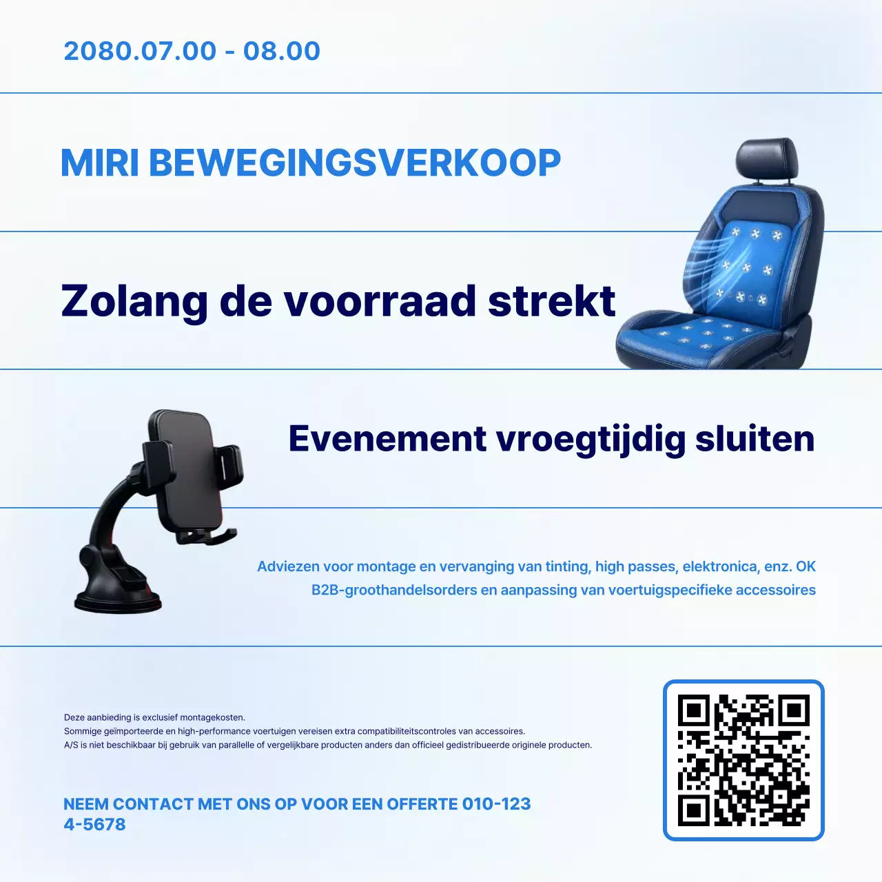Blauwe moderne autoaccessoires in de uitverkoop